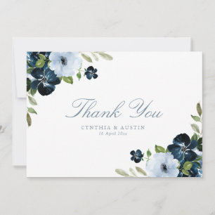 Tarjeta De Agradecimiento boda azul claro marino 