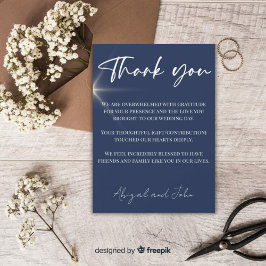 Tarjeta De Agradecimiento Boda azul clásico