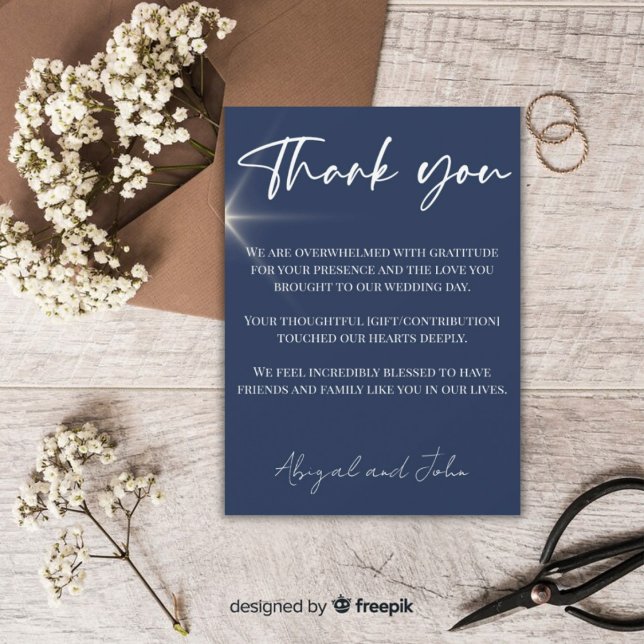 Tarjeta De Agradecimiento Boda azul clásico (Subido por el creador)