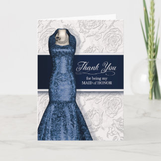 Tarjeta De Agradecimiento Boda azul de la Marina de Honor