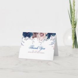 Tarjeta De Agradecimiento Boda azul marino y malvado gracias