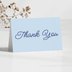 Tarjeta De Agradecimiento Boda Azul Minimalista Moderna Minimalista