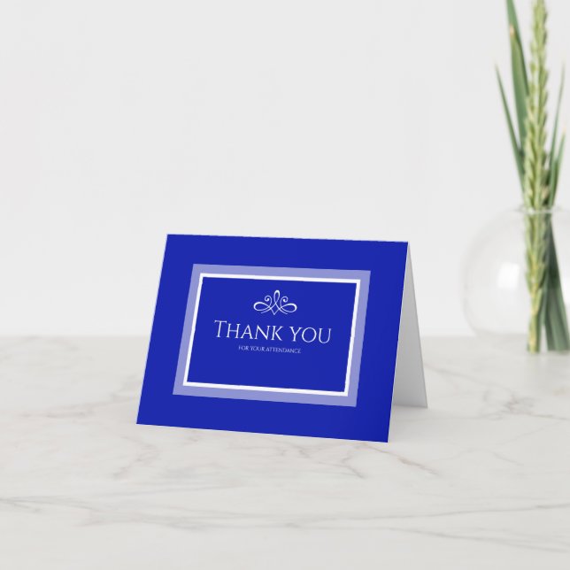 Tarjeta De Agradecimiento Boda azul minimalista moderno (Anverso)