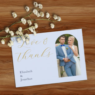 Tarjeta De Agradecimiento Boda azul opulento