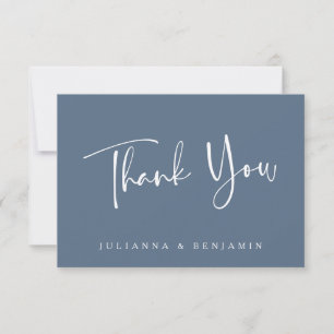 Tarjeta De Agradecimiento Boda azul pizarra elegante moderna personalizada