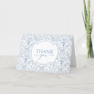 Tarjeta De Agradecimiento Boda azul toile elegante personalizado gracias a t