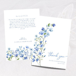 Tarjeta De Agradecimiento Boda azul turbio y acuarela