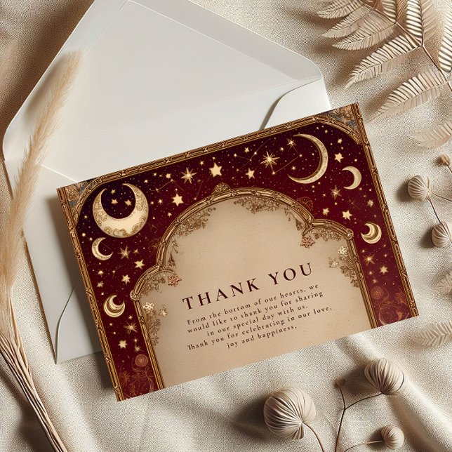 Tarjeta De Agradecimiento Boda Barroca Celestial Borgoña (Subido por el creador)