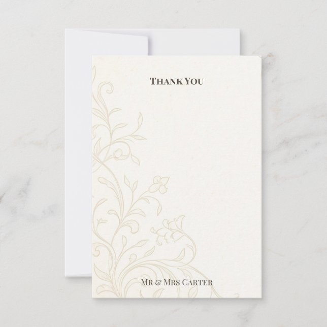 Tarjeta De Agradecimiento Boda Barroca de Oro (Anverso)