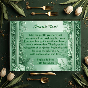 Tarjeta De Agradecimiento Boda Barroca Grandiosa del Jardín Rococó Verde