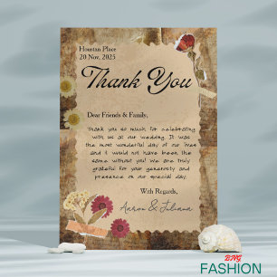 Tarjeta De Agradecimiento Boda beige marrón de libros estéticos de época