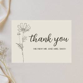 Tarjeta De Agradecimiento Boda beige minimalista