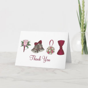 Tarjeta De Agradecimiento Boda Bells Flores Bow Tie Gracias Bowtie