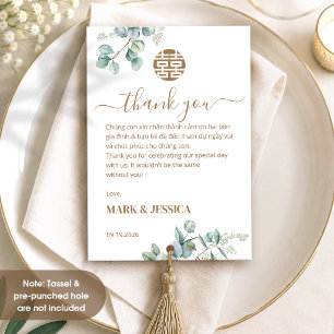 Tarjeta De Agradecimiento Boda Bilingüe Vietnamita Eucalipto