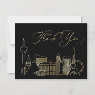 Tarjeta De Agradecimiento Boda Black and Gold de Las Vegas