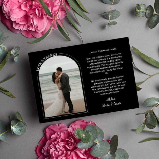 Tarjeta De Agradecimiento Boda Black Arch Foto Amor y Gracias (Subido por el creador)