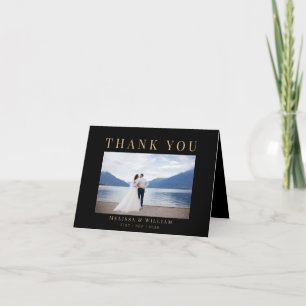 Tarjeta De Agradecimiento Boda Black Gold