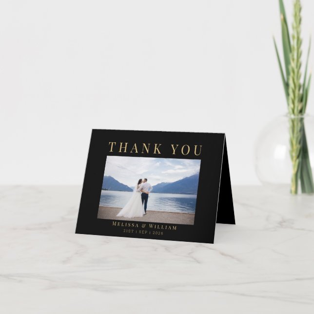 Tarjeta De Agradecimiento Boda Black Gold (Anverso)