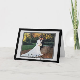 Tarjeta De Agradecimiento Boda Black White Photo Gracias Cartas