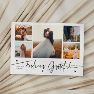 Tarjeta De Agradecimiento Boda Blanca con Múltiples Fotos Sintiendo Gratitud
