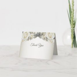 Tarjeta De Agradecimiento Boda Blanca Floral Verdor Fiesta Elegante Moderno