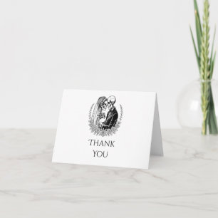 Tarjeta De Agradecimiento Boda Blanca Gótica Hasta la Muerte Esqueleto Parej