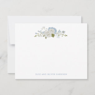 Tarjeta De Agradecimiento Boda blanco azul azul romántico