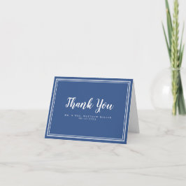 Tarjeta De Agradecimiento Boda blanco azul moderno Minimalista simple