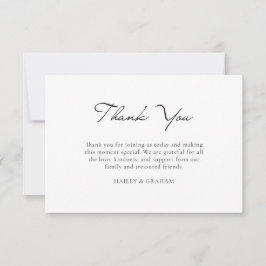 Tarjeta De Agradecimiento Boda blanco de caligrafía mínima de guión clásico
