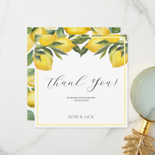 Tarjeta De Agradecimiento Boda blanco de color limón Garden