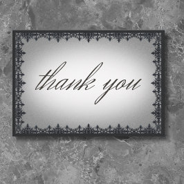 Tarjeta De Agradecimiento Boda blanco de la frontera gótica de hierro victor