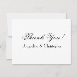 Tarjeta De Agradecimiento Boda blanco de Moda simple con nombres de guión mo