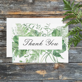 Tarjeta De Agradecimiento Boda blanco del follaje verde feroz ruso