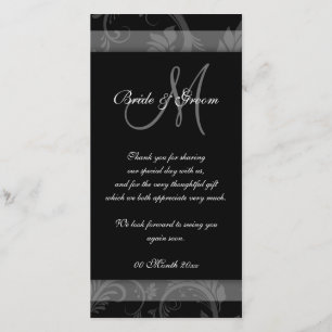 Tarjeta De Agradecimiento Boda blanco negro fiesta "gracias"