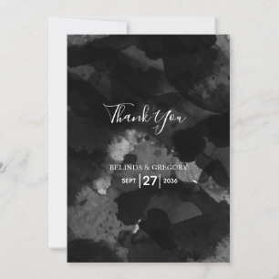 Tarjeta De Agradecimiento Boda blanco negro simple