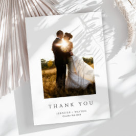 Tarjeta De Agradecimiento Boda blanco simple y elegante