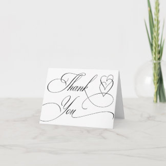 TARJETA DE AGRADECIMIENTO BODA BLANCO Y NEGRO CLÁSICO ELEGANTE GRACIAS