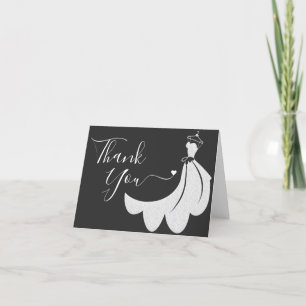 Tarjeta De Agradecimiento Boda blanco y negro con ducha de novia