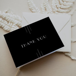 Tarjeta De Agradecimiento BODA blanco y negro de estilo Art Deco