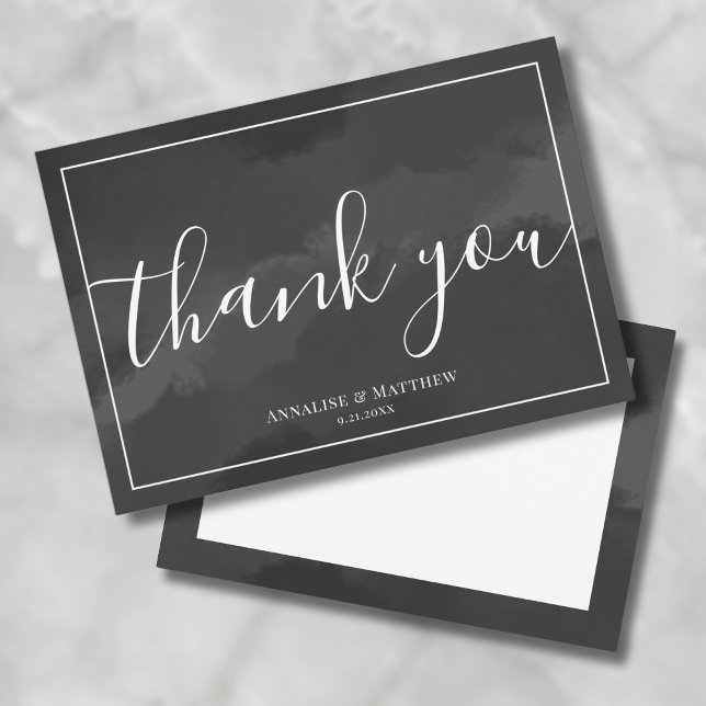 Tarjeta De Agradecimiento Boda Blanco Y Negro Sencillo (Simple Black And White Wedding Thank You Card)