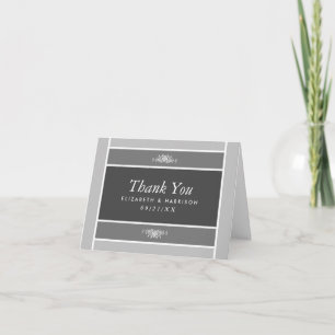 Tarjeta De Agradecimiento Boda - Bloque Pastel Moderno - Gris Plateado