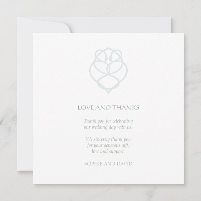 Tarjeta De Agradecimiento Boda Blue Celtic Irish Swan Love Knot (Reverso)