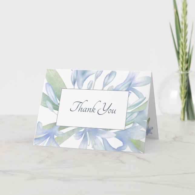 Tarjeta De Agradecimiento Boda Blue Lilies Watercolor Foto (Anverso)