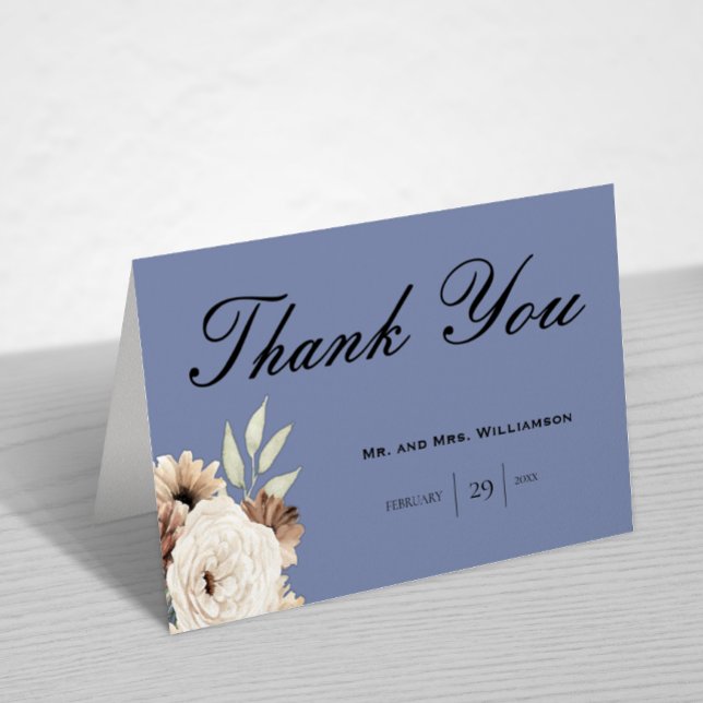 Tarjeta De Agradecimiento Boda Bohemiano Dusty Blue Natural Wildflowers (Subido por el creador)