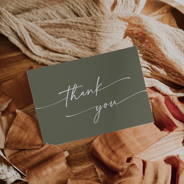 Tarjeta De Agradecimiento Boda Bohemio Chic Verde Oliva Rosa Plano (Subido por el creador)