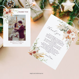 Tarjeta De Agradecimiento Boda bohemio gracias plantilla.