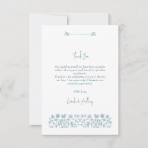 Tarjeta De Agradecimiento Boda Boho Blue Wildflower