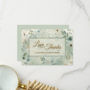 Tarjeta De Agradecimiento Boda Boho Chic Sage & Gold Medley Amor Gracias