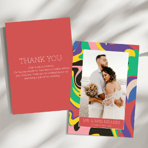 Tarjeta De Agradecimiento Boda Boho Colorida y Audaz