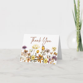 Tarjeta De Agradecimiento Boda boho de otoño con flores silvestres en acuare
